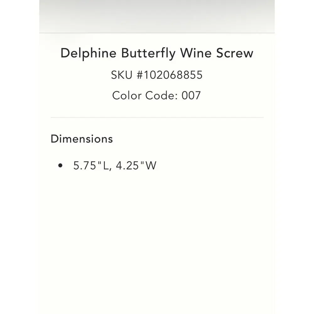 Anthropologie Delphine Butterfly Wine Screw Corkscrew Bottle Opener Pearls